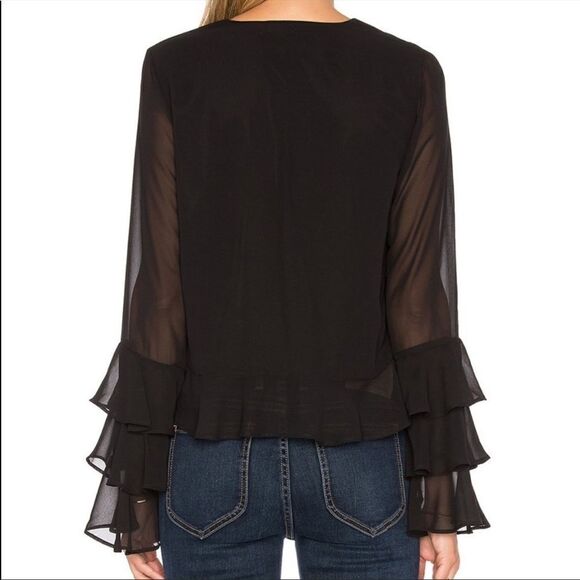 Tularosa Revolve Winnie Ruffle Sleeve Sheer Blouse Black Sz XS - Picture 3 of 11